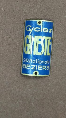 PLAQUE DE VELO ANCIENNE CYCLES GINESTE BEZIERS