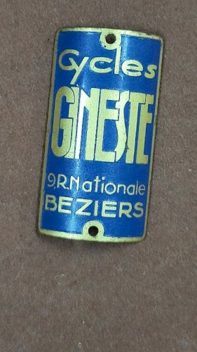 PLAQUE DE VELO ANCIENNE CYCLES GINESTE BEZIERS