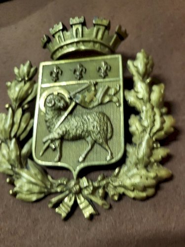 PLAQUE D"ORNEMENT DOREE ARMOIRIE DE LA VILLE DE ROUEN NORMANDIE