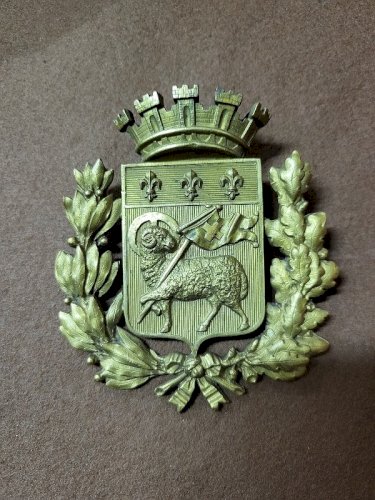 PLAQUE D"ORNEMENT DOREE ARMOIRIE DE LA VILLE DE ROUEN NORMANDIE