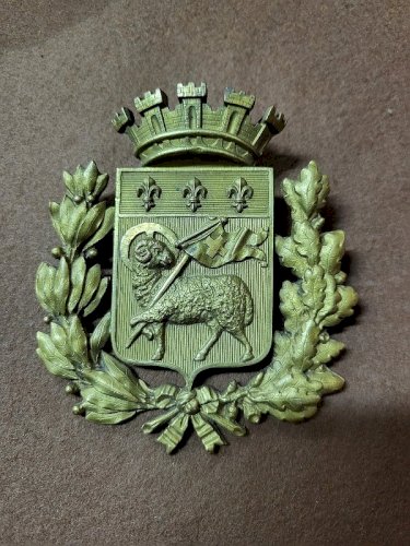 PLAQUE D"ORNEMENT DOREE ARMOIRIE DE LA VILLE DE ROUEN NORMANDIE