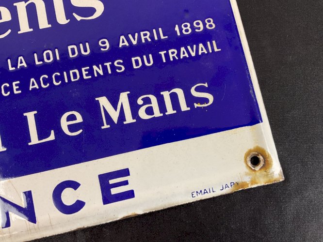 Plaque émaillée Ancienne MUTUELLE GENERALE FRANCAISE ACCIDENTS. Email JAPY .