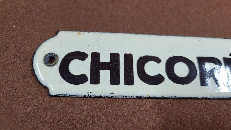 PLAQUE EMAILLEE ANCIENNE PUBLICITAIRE CHICOREE LEROUX N° 1