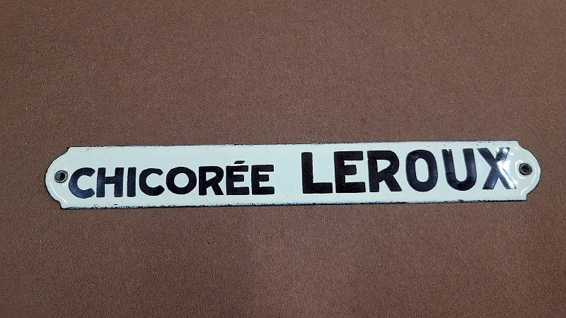 PLAQUE EMAILLEE ANCIENNE PUBLICITAIRE CHICOREE LEROUX N° 1