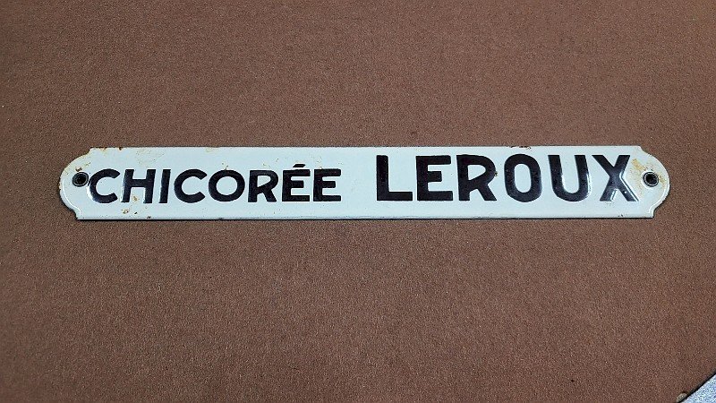 PLAQUE EMAILLEE ANCIENNE PUBLICITAIRE CHICOREE LEROUX N° 2