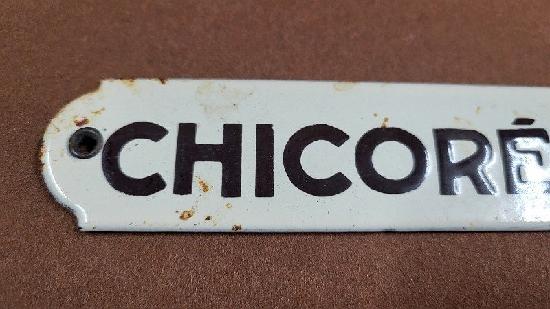 PLAQUE EMAILLEE ANCIENNE PUBLICITAIRE CHICOREE LEROUX N° 2
