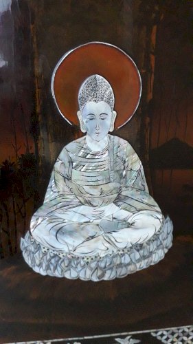 Plaque en bois laqué Bouddha