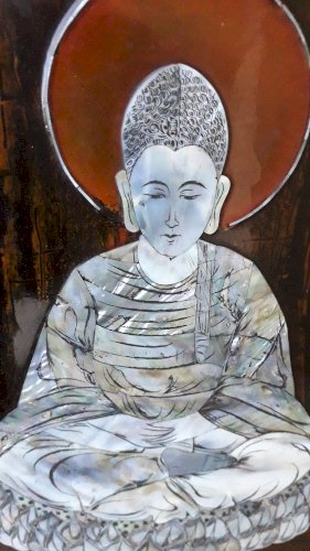 Plaque en bois laqué Bouddha