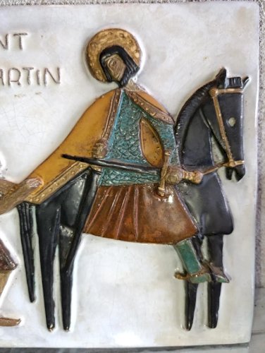 plaque en ceramique belge signée odette dijeux à namur en bon etat