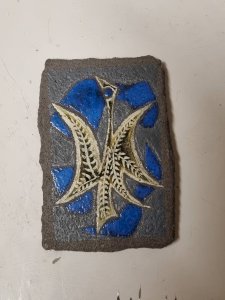 Plaque en pierre de lave émaillée - Jean Jaffeux.