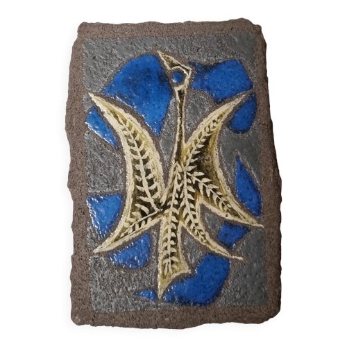 Plaque en pierre de lave émaillée - Jean Jaffeux.