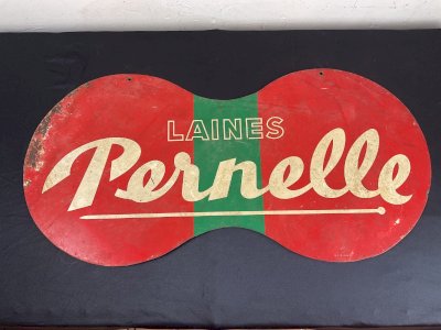 plaque enseigne double face publicité LAINES PERNELLE tole peinte non émaillée