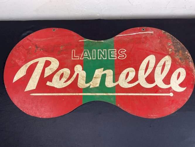plaque enseigne double face publicité LAINES PERNELLE tole peinte non émaillée