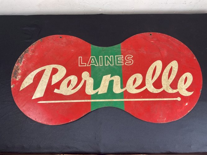 plaque enseigne double face publicité LAINES PERNELLE tole peinte non émaillée