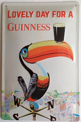 Plaque métal bière GUINNESS toucan  30 x 20 cm