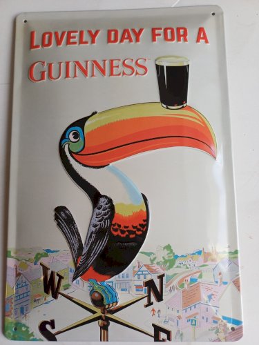 Plaque métal bière GUINNESS toucan  30 x 20 cm