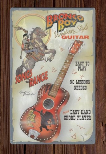 Plaque métal BRONCO BOY western style - 40 x 25 cm déco USA country