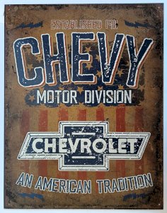 Plaque métal CHEVROLET CHEVY - 40 x 30 cm déco USA