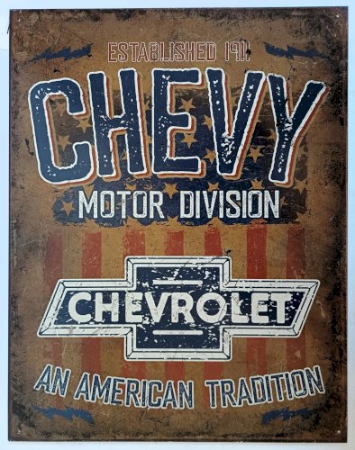 Plaque métal CHEVROLET CHEVY - 40 x 30 cm déco USA