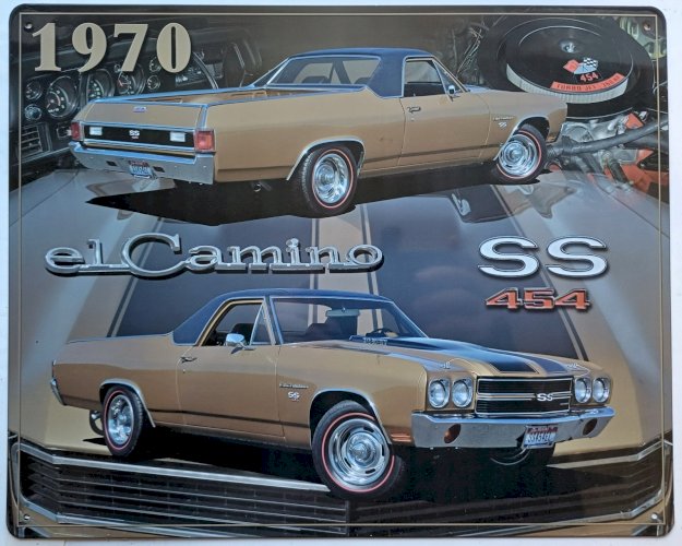 Plaque métal CHEVROLET EL CAMINO 1970 - 40 x 30 cm déco vintage USA