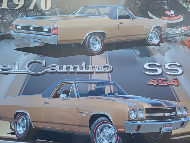 Plaque métal CHEVROLET EL CAMINO 1970 - 40 x 30 cm déco vintage USA