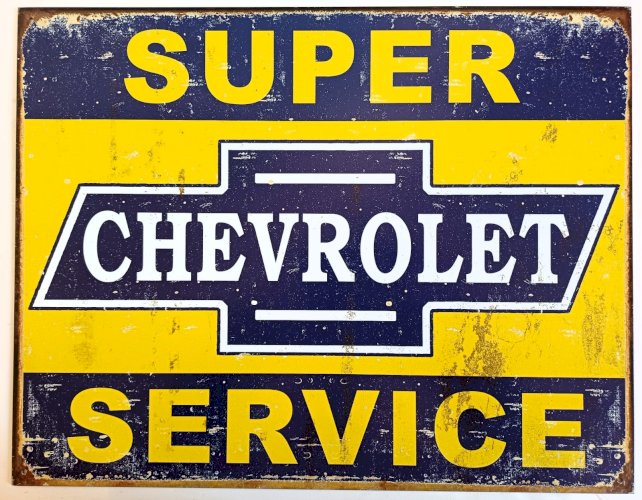 Plaque métal CHEVROLET SUPER SERVICE - 40 x 30 cm déco USA