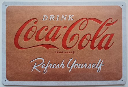 Coca Cola Metal Sign Refresh Yourself 30 x 20 cm Vintage Decor