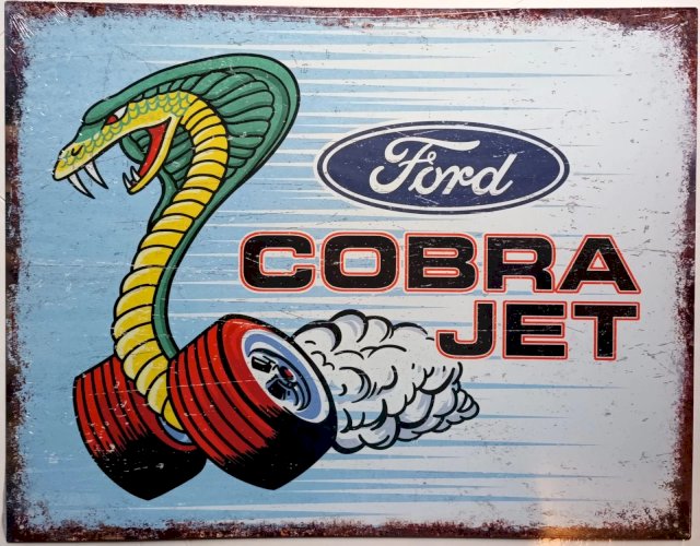 Plaque métal FORD COBRA JET -  41 x 32 cm déco USA