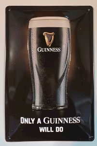 GUINNESS metal sign glass 30 x 20 cm
