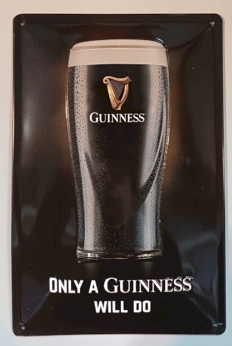 Plaque métal GUINNESS verre  30 x 20 cm