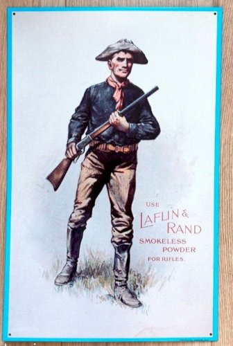 Plaque métal LAFLIN & RAND  - 40 x 30 cm déco western country USA