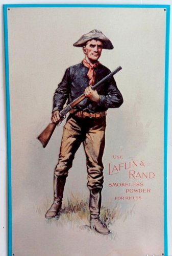 Plaque métal LAFLIN & RAND  - 40 x 30 cm déco western country USA