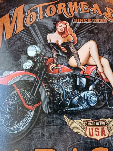 Plaque métal MOTORHEAD GARAGE pin up moto - 40 x 30 cm déco vintage USA