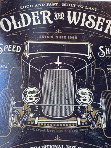 Plaque métal OLDER and WISER SPEED SHOP  hot rod  40 x 30 cm déco USA