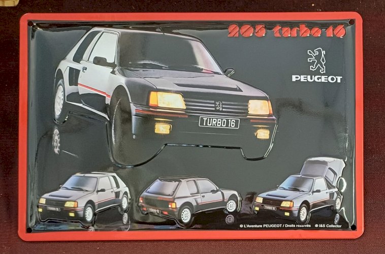Plaque métal PEUGEOT 205 TURBO 16 - 30 x 20 cm