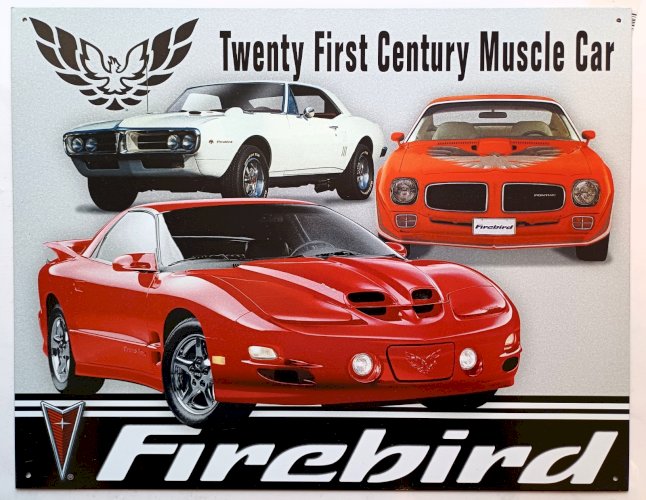 Plaque métal PONTIAC FIREBIRD - 40 x 30 cm déco USA voiture vintage
