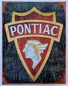 Plaque métal PONTIAC logo - 40 x 30 cm déco USA voiture vintage