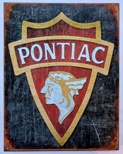 Plaque métal PONTIAC logo - 40 x 30 cm déco USA voiture vintage