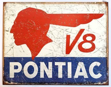 Plaque métal PONTIAC V8 - 40 x 30 cm déco USA voiture vintage