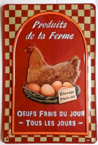 Metal Sign Farm Products Chicken Eggs - 30 x 20 cm