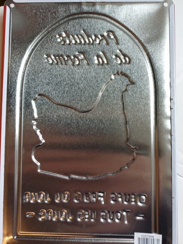 Plaque métal Produits de la Ferme Poule Oeufs  - 30 x 20 cm