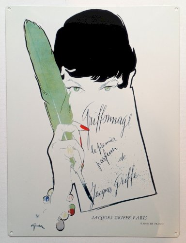 Plaque métal publicité vintage GRIFFONNAGE JACQUES GRIFFE 40 x 30 cm