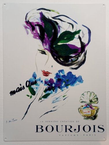 Plaque métal publicité vintage Parfum BOURJOIS  40 x 30 cm