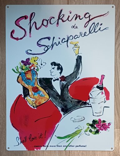 Plaque métal publicité vintage SHOCKING DE SCHIAPARELLI  40 x 30 cm