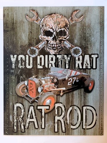Plaque métal RAT ROD  hot rod 40 x 30 cm déco USA