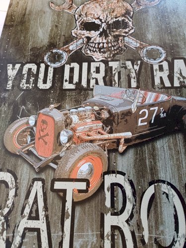 Plaque métal RAT ROD  hot rod 40 x 30 cm déco USA