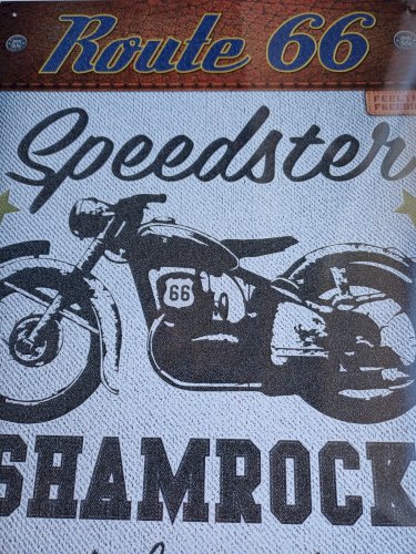 Plaque métal ROUTE 66 SPEEDSTER SHAMROCK moto - 40 x 30 cm déco vintage USA