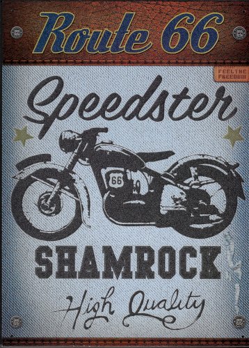 Plaque métal ROUTE 66 SPEEDSTER SHAMROCK moto - 40 x 30 cm déco vintage USA