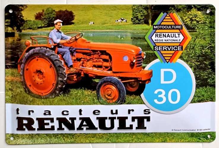Plaque métal  TRACTEUR RENAULT D 30 - 30 x 20 cm