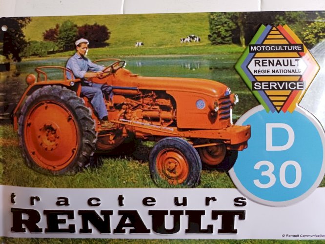 Plaque métal  TRACTEUR RENAULT D 30 - 30 x 20 cm